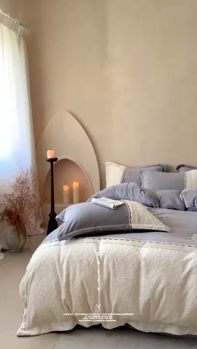 91家纺网 家纺一手货源 找家纺 优悦生活馆 2025新款牛奶绒纯色双拼四件套-瑞丽 瑞丽-白