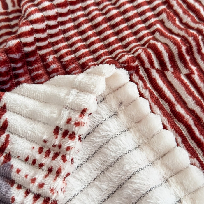 91家纺网 家纺一手货源 找家纺 璐维斯 2025新款菱形格抽条印花毛毯跨境外贸专供 菱形咖格