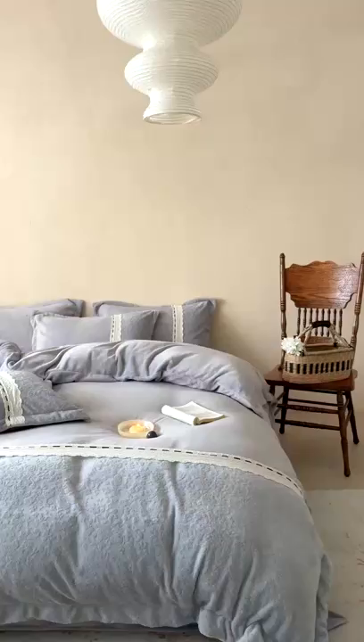 91家纺网 家纺一手货源 找家纺 优悦生活馆 2025新款牛奶绒纯色双拼四件套-瑞丽 瑞丽-灰