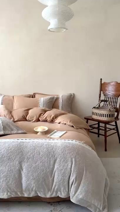 91家纺网 家纺一手货源 找家纺 优悦生活馆 2025新款牛奶绒纯色双拼四件套-瑞丽 瑞丽-卡其