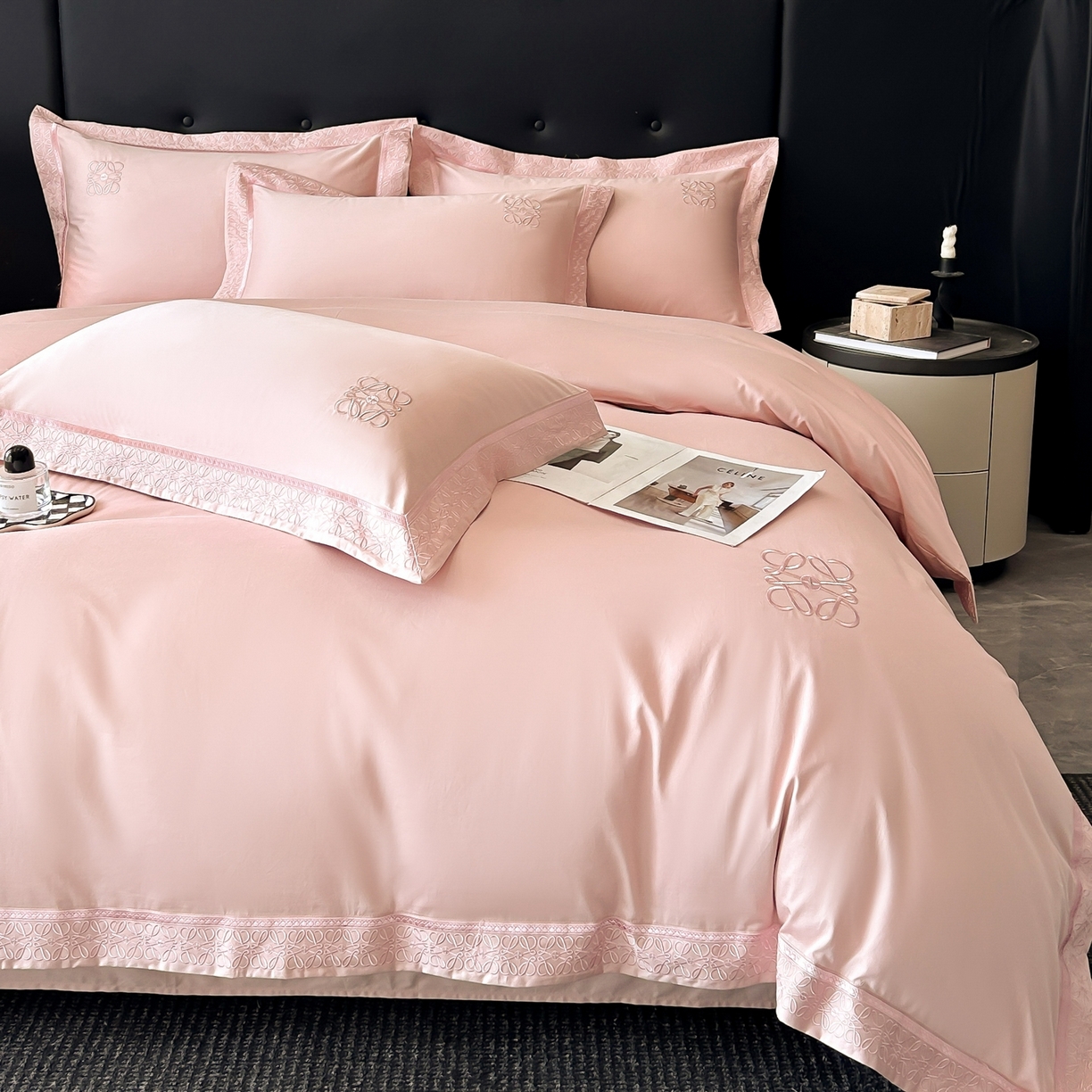 91家纺网 家纺一手货源 找家纺 安妮家居 2025新款A类100s长绒棉纯棉贡缎四件套-塞纳 塞纳-雾吻粉