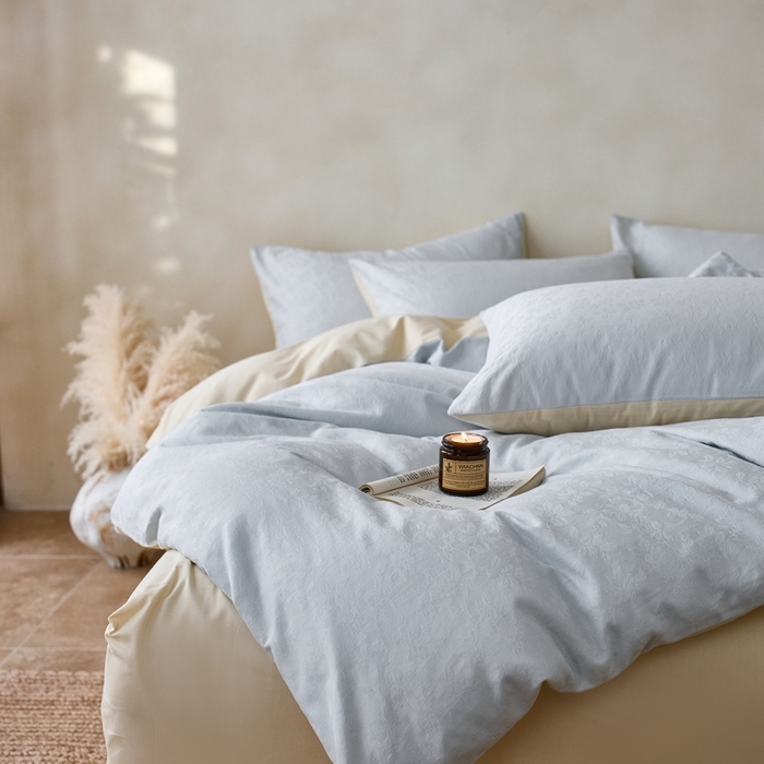 91家纺网 家纺一手货源 找家纺 眷恋家纺 2025年全棉纯棉染色提花四件套-最清风 最清风-蓝