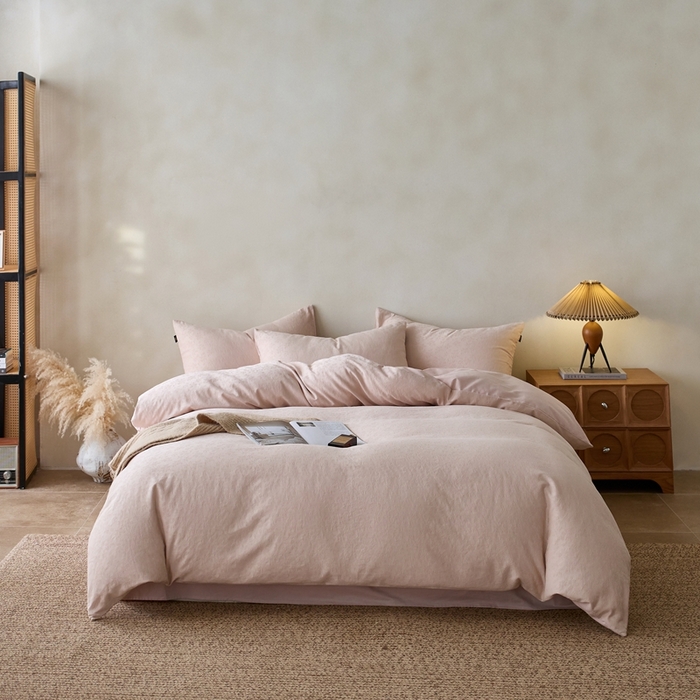 91家纺网 家纺一手货源 找家纺 眷恋家纺 2025年全棉纯棉染色提花四件套-最清风 最清风-粉