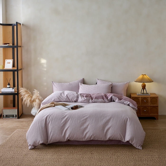 91家纺网 家纺一手货源 找家纺 眷恋家纺 2025年全棉纯棉染色提花四件套-最清风 最清风-浅紫