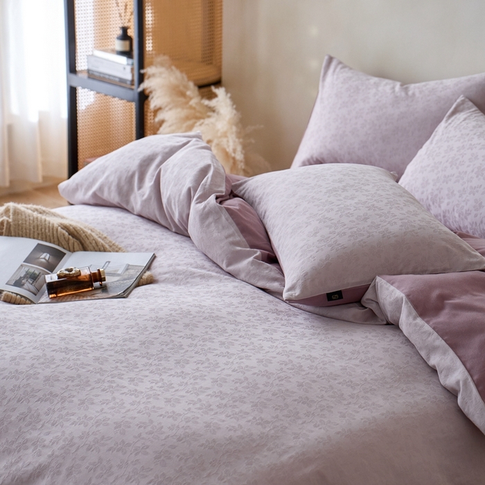 91家纺网 家纺一手货源 找家纺 眷恋家纺 2025年全棉纯棉染色提花四件套-最清风 最清风-浅紫