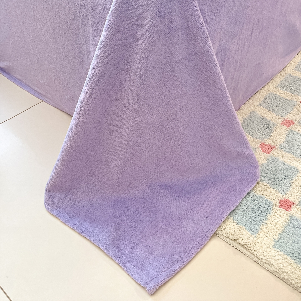 91家纺网 家纺一手货源 找家纺 美澳家纺 2025新款刺绣ins小清新高克重牛奶绒四件套床笠款四件套 郁金香-紫