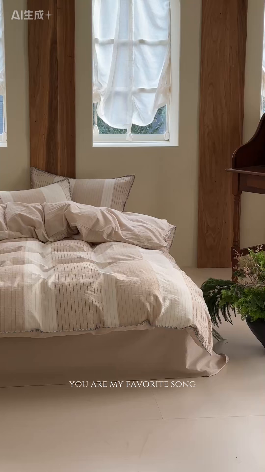 91家纺网 家纺一手货源 找家纺 洋铭区（原狠狠爱） 2025新款慕斯VS早安水洗棉彩边色织提花四件套 慕斯杏