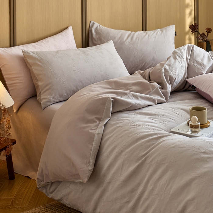 91家纺网 家纺一手货源 找家纺 （总）眷恋家纺 2025年全棉纯棉染色提花四件套-枝上春暖