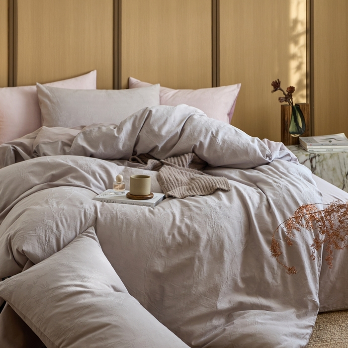 91家纺网 家纺一手货源 找家纺 眷恋家纺 2025年全棉纯棉染色提花四件套-枝上春暖 枝上春暖-灰