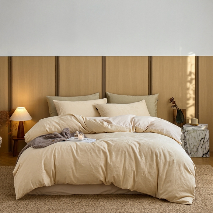 91家纺网 家纺一手货源 找家纺 眷恋家纺 2025年全棉纯棉染色提花四件套-枝上春暖 枝上春暖-米