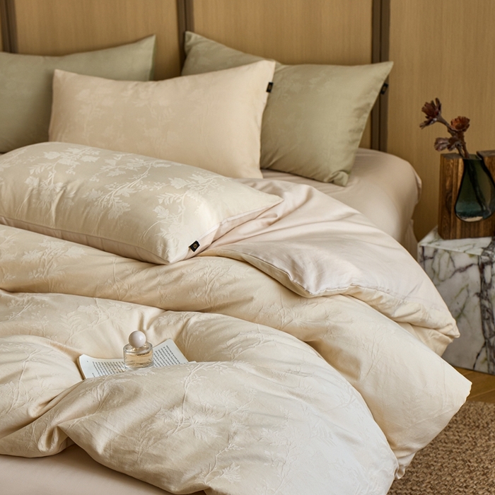 91家纺网 家纺一手货源 找家纺 眷恋家纺 2025年全棉纯棉染色提花四件套-枝上春暖 枝上春暖-米