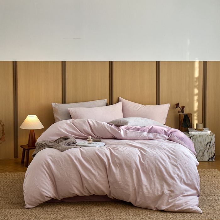 91家纺网 家纺一手货源 找家纺 眷恋家纺 2025年全棉纯棉染色提花四件套-枝上春暖 枝上春暖-紫