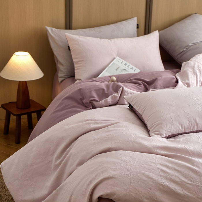 91家纺网 家纺一手货源 找家纺 眷恋家纺 2025年全棉纯棉染色提花四件套-枝上春暖 枝上春暖-紫