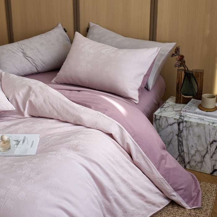 91家纺网 家纺一手货源 找家纺 眷恋家纺 2025年全棉纯棉染色提花四件套-枝上春暖 枝上春暖-紫