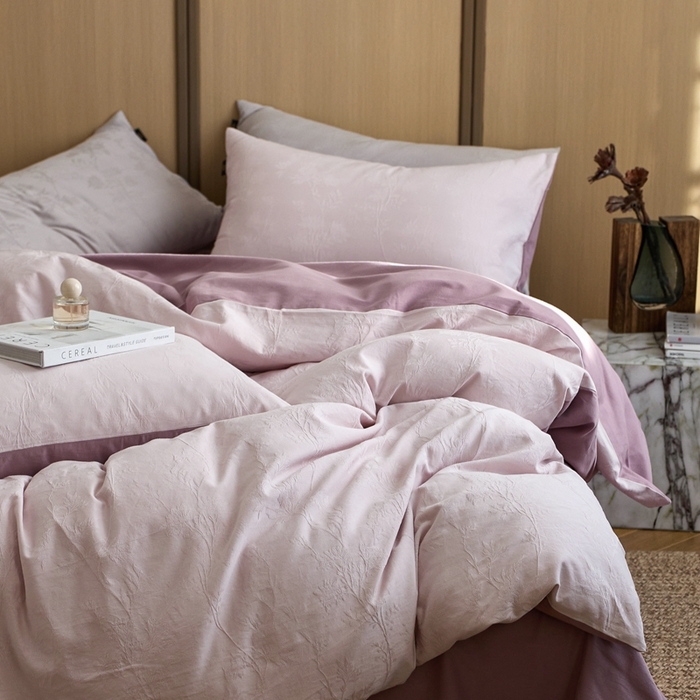 91家纺网 家纺一手货源 找家纺 眷恋家纺 2025年全棉纯棉染色提花四件套-枝上春暖 枝上春暖-紫