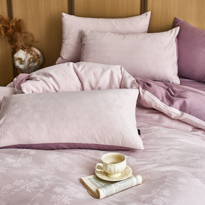 91家纺网 家纺一手货源 找家纺 眷恋家纺 2025年全棉纯棉染色提花四件套-枝上春暖 枝上春暖-紫