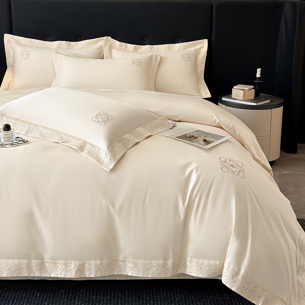 91家纺网 家纺一手货源 找家纺 安妮家居 2025新款A类100s长绒棉纯棉贡缎四件套-塞纳 塞纳-玉露白