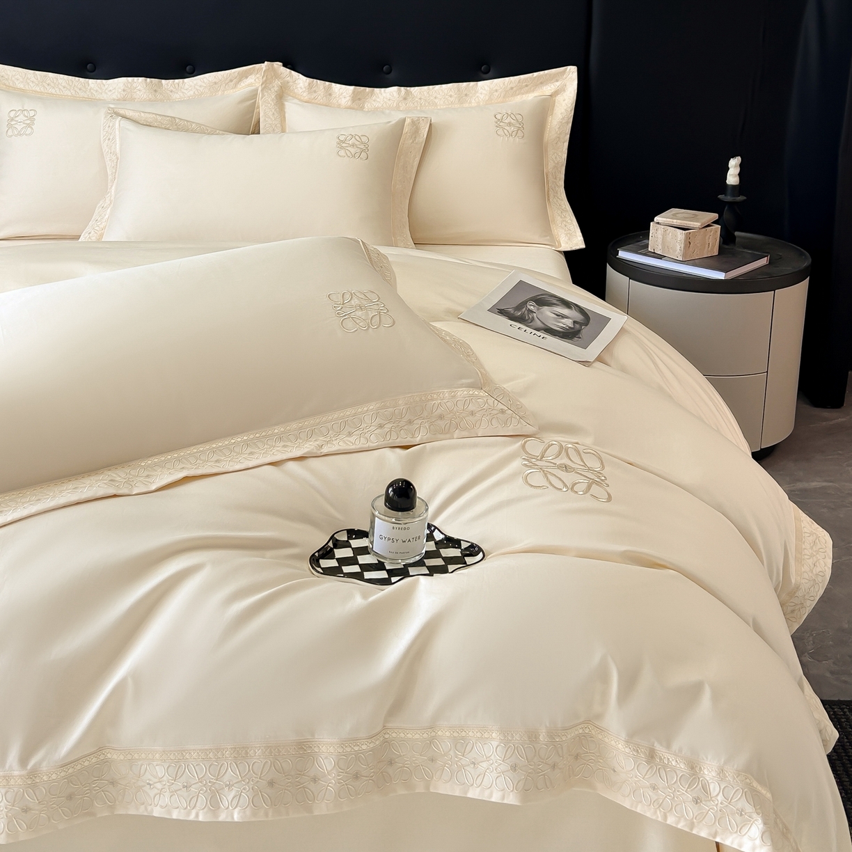 91家纺网 家纺一手货源 找家纺 安妮家居 2025新款A类100s长绒棉纯棉贡缎四件套-塞纳 塞纳-玉露白