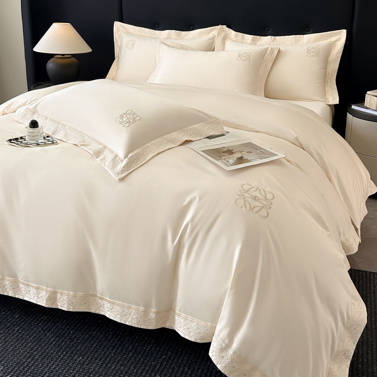 91家纺网 家纺一手货源 找家纺 安妮家居 2025新款A类100s长绒棉纯棉贡缎四件套-塞纳 塞纳-玉露白