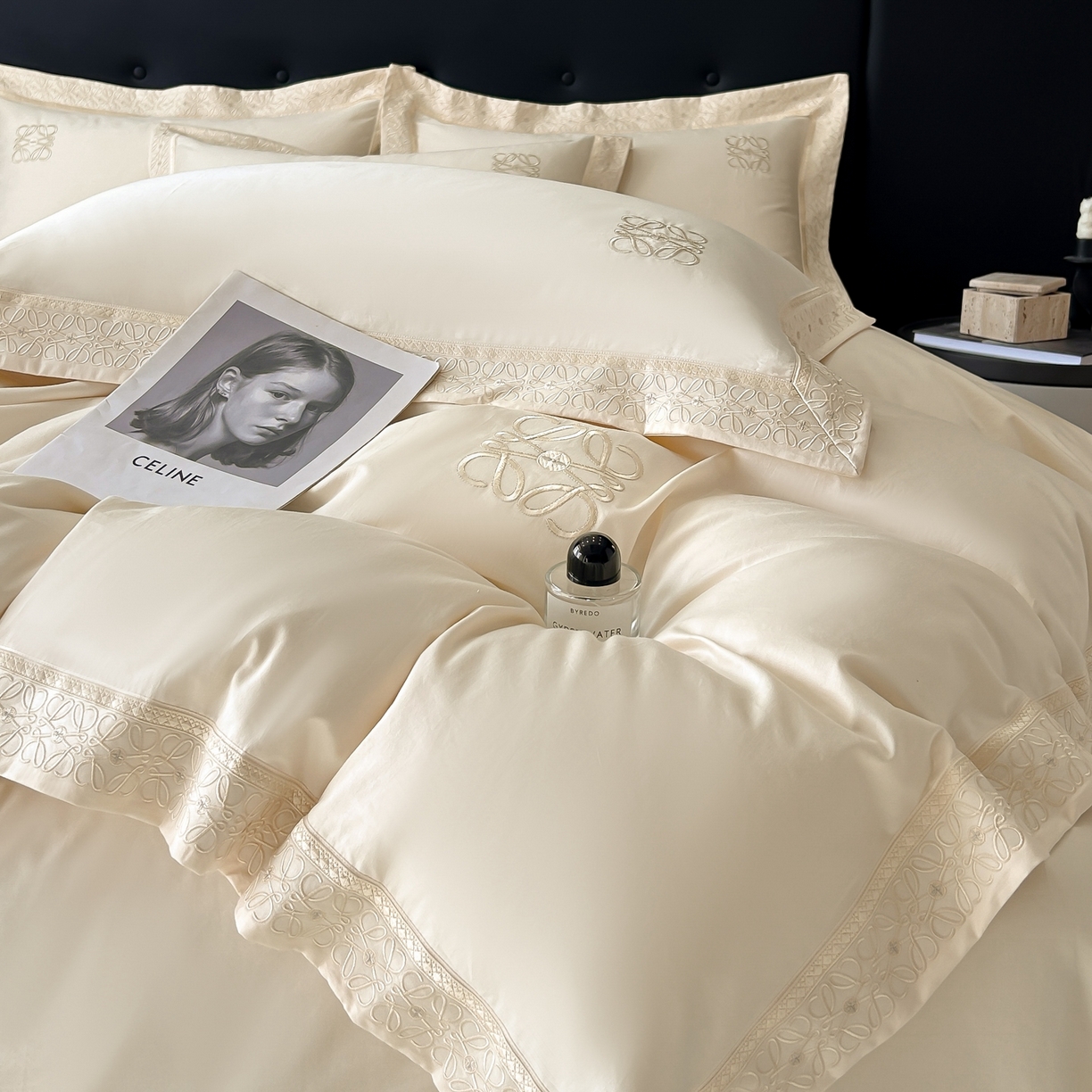 91家纺网 家纺一手货源 找家纺 安妮家居 2025新款A类100s长绒棉纯棉贡缎四件套-塞纳 塞纳-玉露白