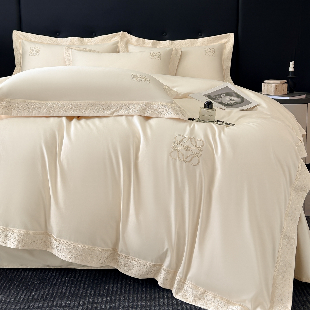 91家纺网 家纺一手货源 找家纺 安妮家居 2025新款A类100s长绒棉纯棉贡缎四件套-塞纳 塞纳-玉露白