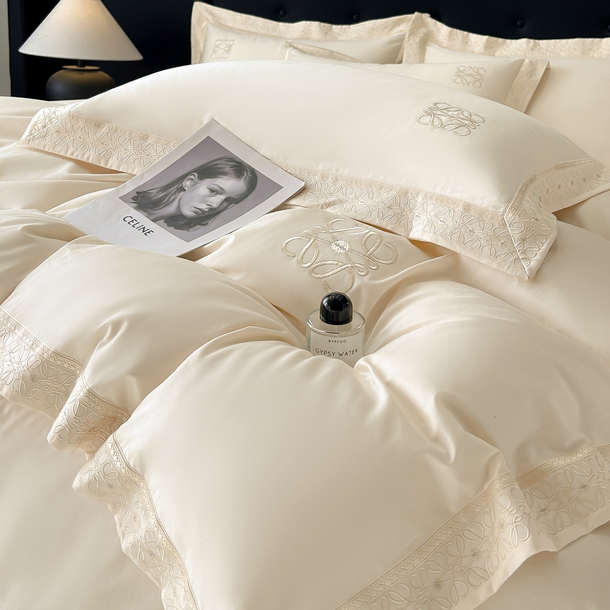 91家纺网 家纺一手货源 找家纺 安妮家居 2025新款A类100s长绒棉纯棉贡缎四件套-塞纳 塞纳-玉露白