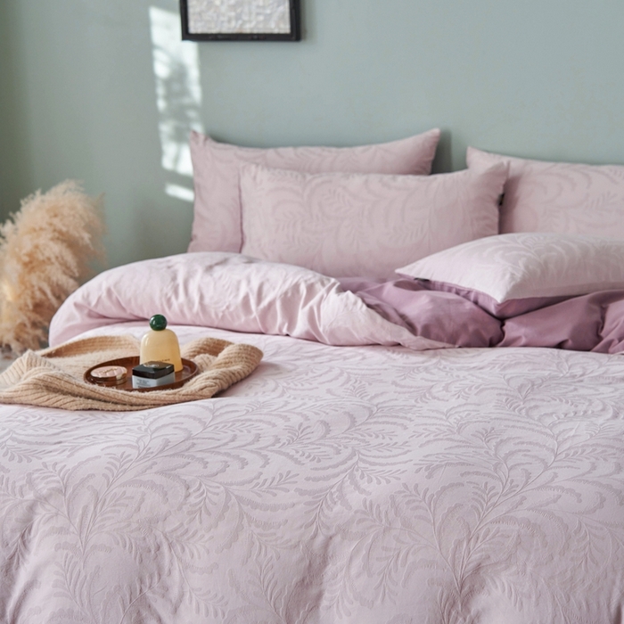 91家纺网 家纺一手货源 找家纺 眷恋家纺 2025年全棉纯棉染色提花四件套-沄梦 沄梦-珍珠粉