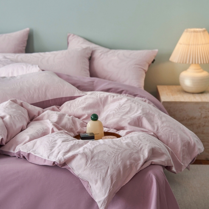 91家纺网 家纺一手货源 找家纺 眷恋家纺 2025年全棉纯棉染色提花四件套-沄梦 沄梦-珍珠粉