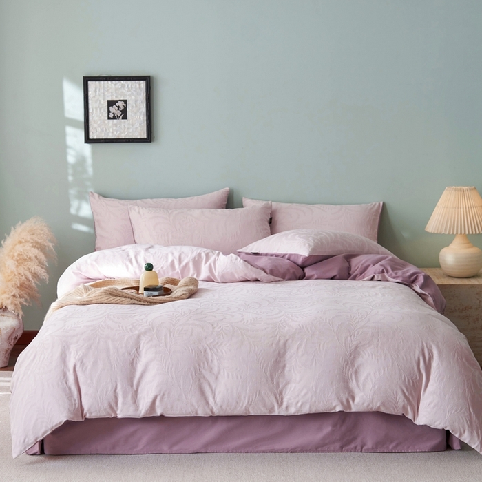 91家纺网 家纺一手货源 找家纺 眷恋家纺 2025年全棉纯棉染色提花四件套-沄梦 沄梦-珍珠粉