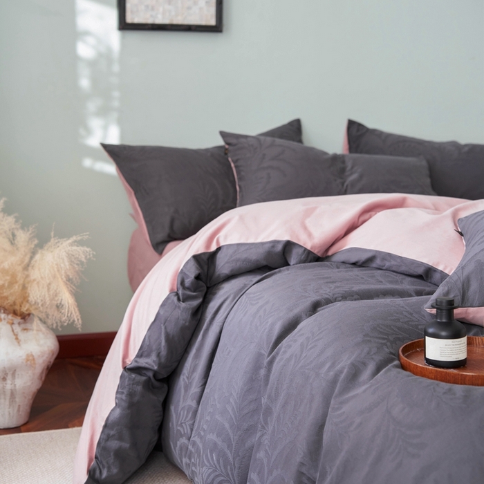 91家纺网 家纺一手货源 找家纺 眷恋家纺 2025年全棉纯棉染色提花四件套-沄梦 沄梦-青灰