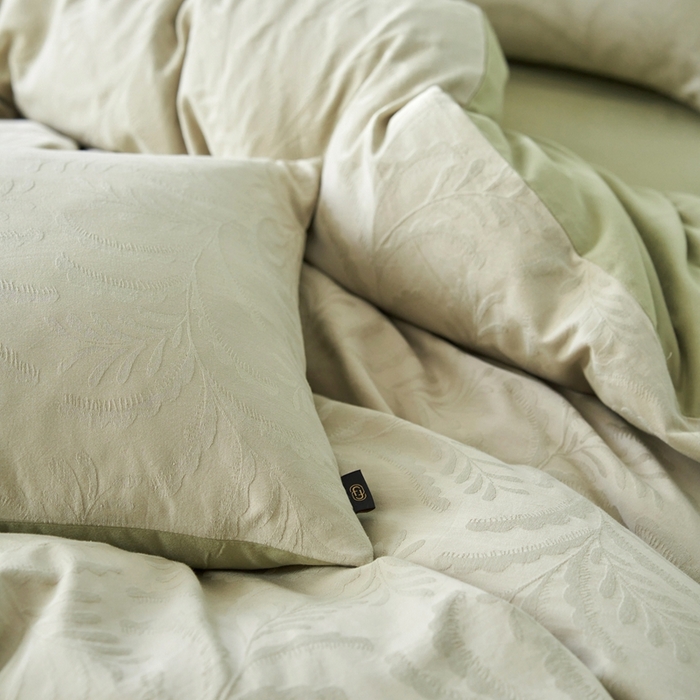 91家纺网 家纺一手货源 找家纺 眷恋家纺 2025年全棉纯棉染色提花四件套-沄梦 沄梦-青草绿