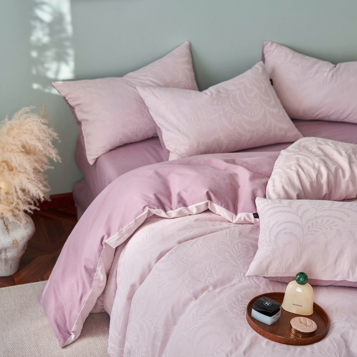 91家纺网 家纺一手货源 找家纺 眷恋家纺 2025年全棉纯棉染色提花四件套-沄梦 沄梦-珍珠粉