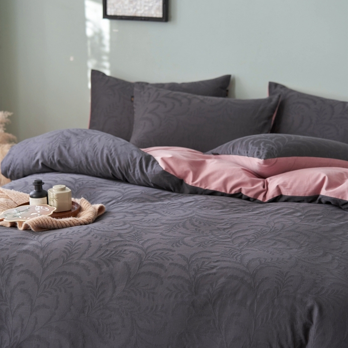 91家纺网 家纺一手货源 找家纺 眷恋家纺 2025年全棉纯棉染色提花四件套-沄梦 沄梦-青灰