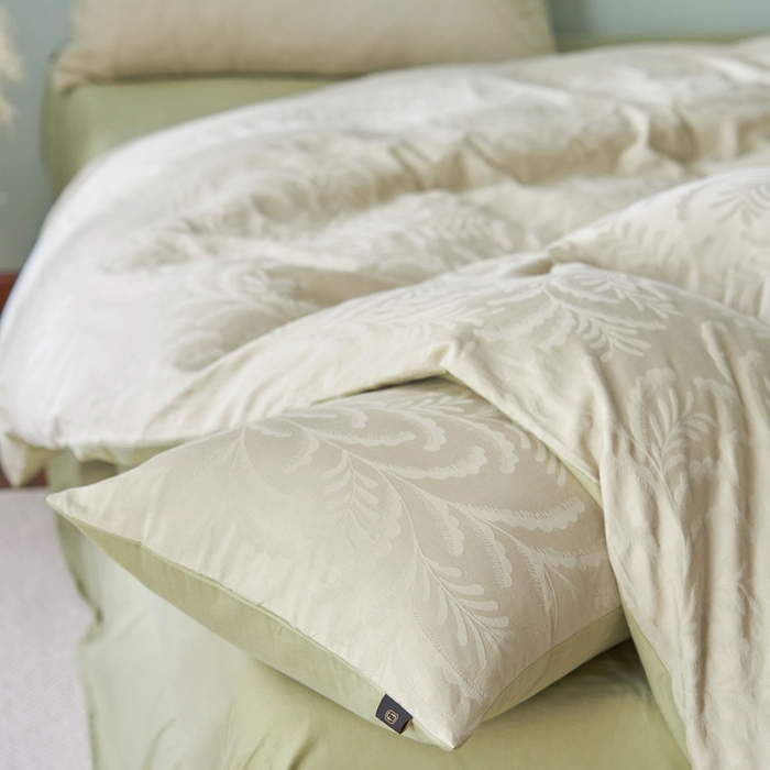 91家纺网 家纺一手货源 找家纺 眷恋家纺 2025年全棉纯棉染色提花四件套-沄梦 沄梦-青草绿