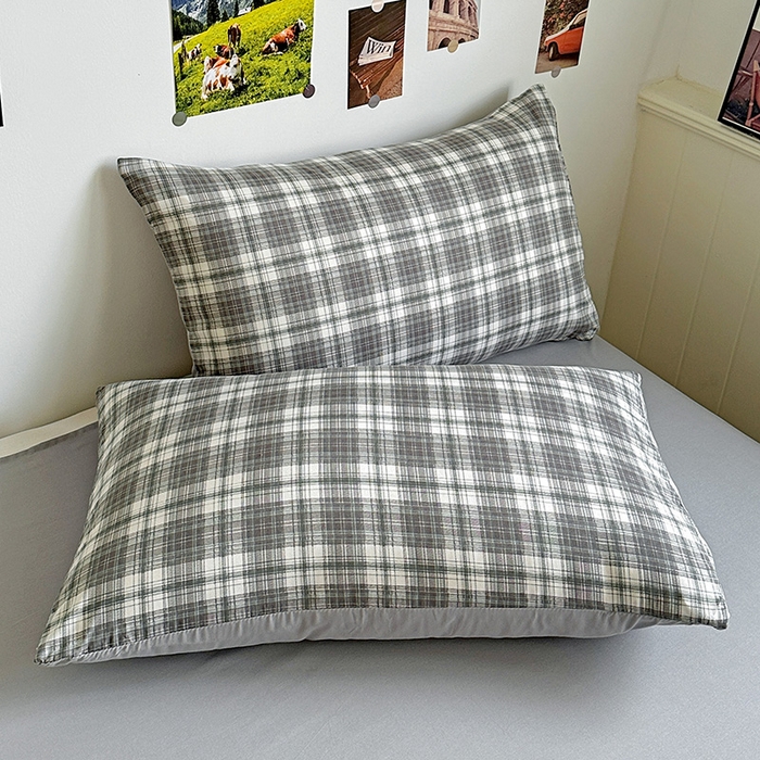 91家纺网 家纺一手货源 找家纺 南通菲度家纺 2025新款ins博主风软糯糯亲肤印花热款纯色格子无印风水洗棉时尚四件套 雅典