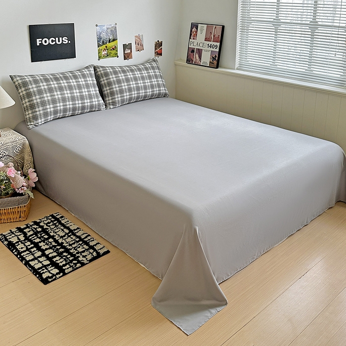 91家纺网 家纺一手货源 找家纺 南通菲度家纺 2025新款ins博主风软糯糯亲肤印花热款纯色格子无印风水洗棉时尚四件套 雅典