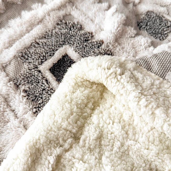 91家纺网 家纺一手货源 找家纺 璐维斯 2025新款加厚镂空阳离子双层羊羔绒毛毯休闲盖毯—跨境外贸专供 阳离子-深灰