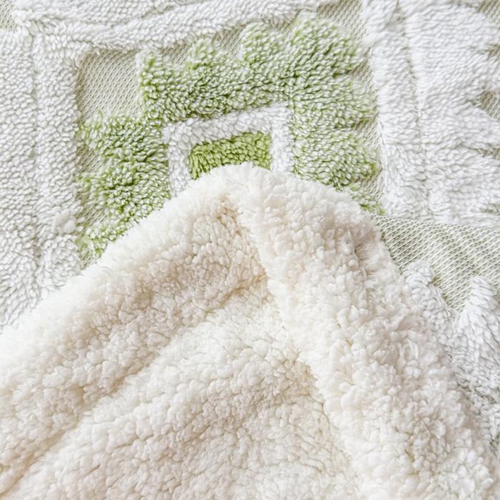91家纺网 家纺一手货源 找家纺 璐维斯 2025新款加厚镂空阳离子双层羊羔绒毛毯休闲盖毯—跨境外贸专供 阳离子-嫩叶绿