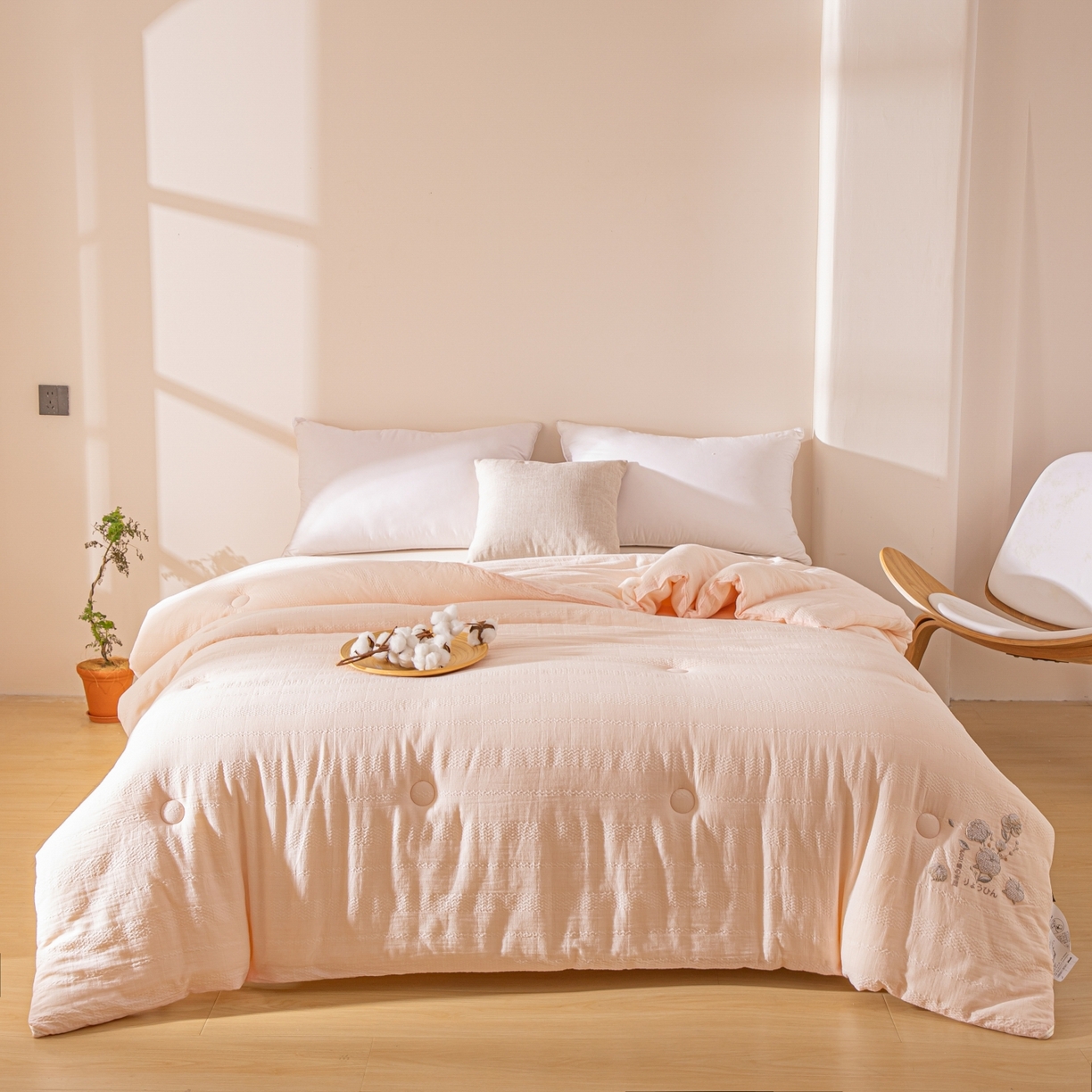 91家纺网 家纺一手货源 找家纺 欧夏家纺 2025新款全棉纱布棉花被冬被春秋被被子被芯 泊美玉