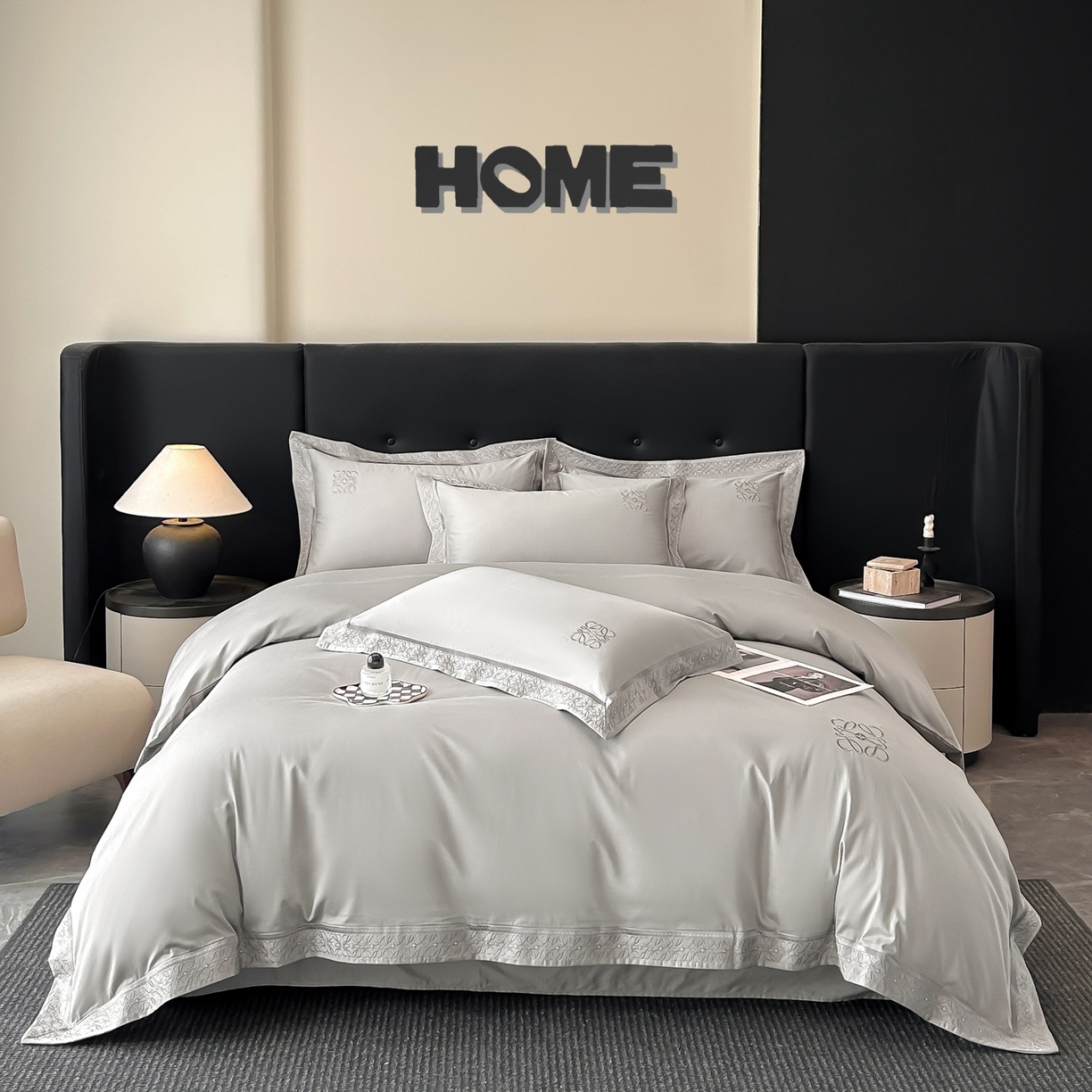 91家纺网 家纺一手货源 找家纺 安妮家居 2025新款A类100s长绒棉纯棉贡缎四件套-塞纳 塞纳-月隐灰