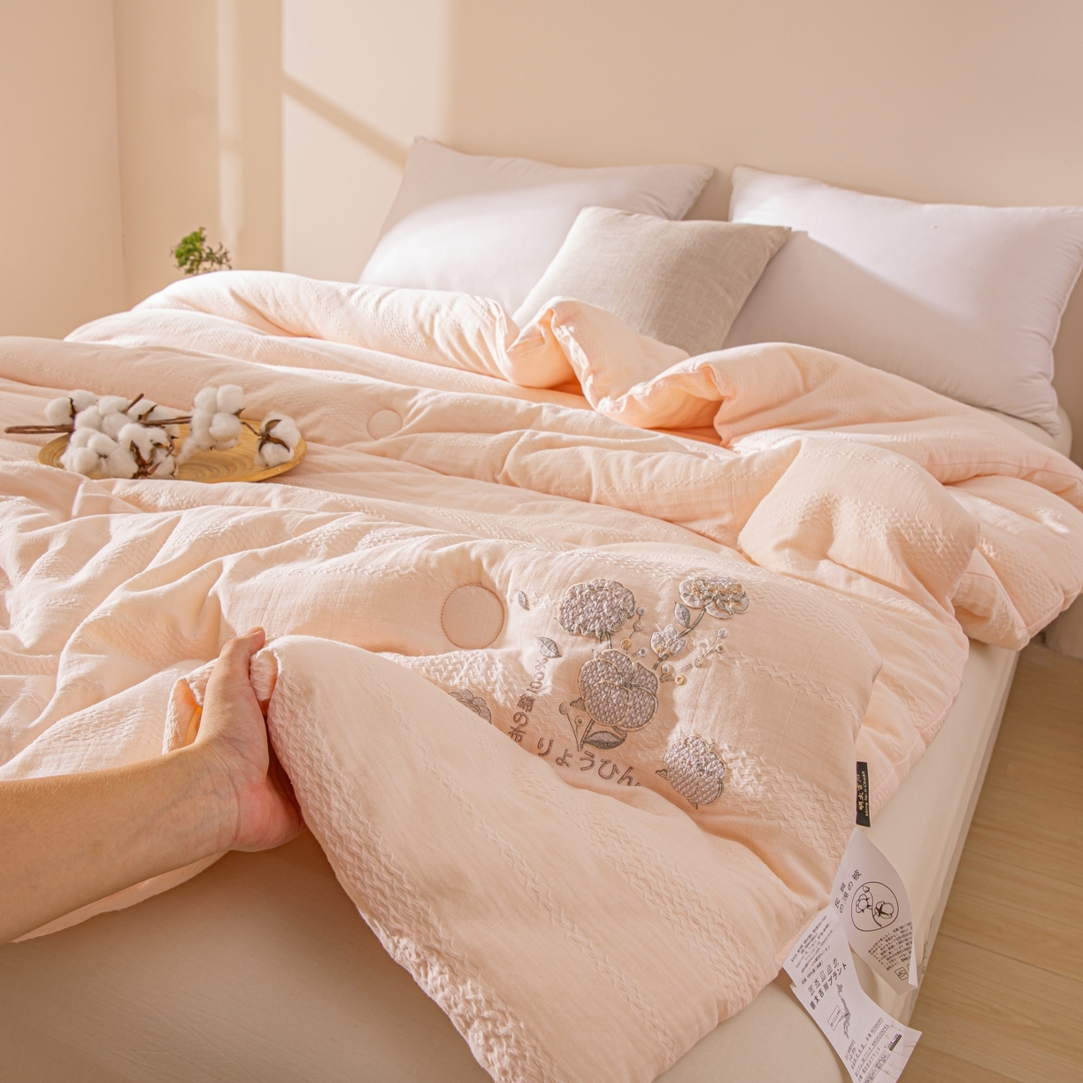 91家纺网 家纺一手货源 找家纺 欧夏家纺 2025新款全棉纱布棉花被冬被春秋被被子被芯 泊美玉