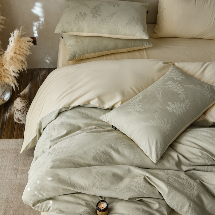 91家纺网 家纺一手货源 找家纺 眷恋家纺 2025年全棉纯棉染色提花四件套-云杉 云杉-竹青