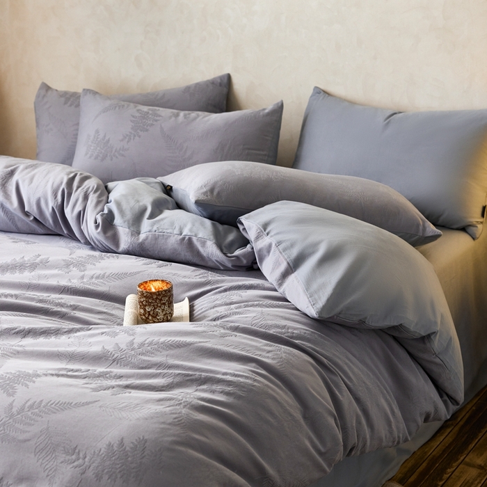 91家纺网 家纺一手货源 找家纺 眷恋家纺 2025年全棉纯棉染色提花四件套-云杉 云杉-天空蓝