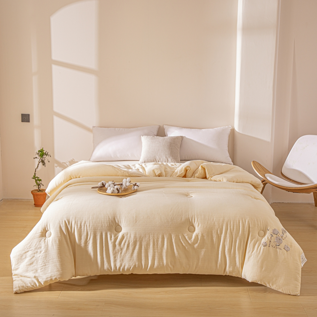 91家纺网 家纺一手货源 找家纺 欧夏家纺 2025新款全棉纱布棉花被冬被春秋被被子被芯 琥珀色