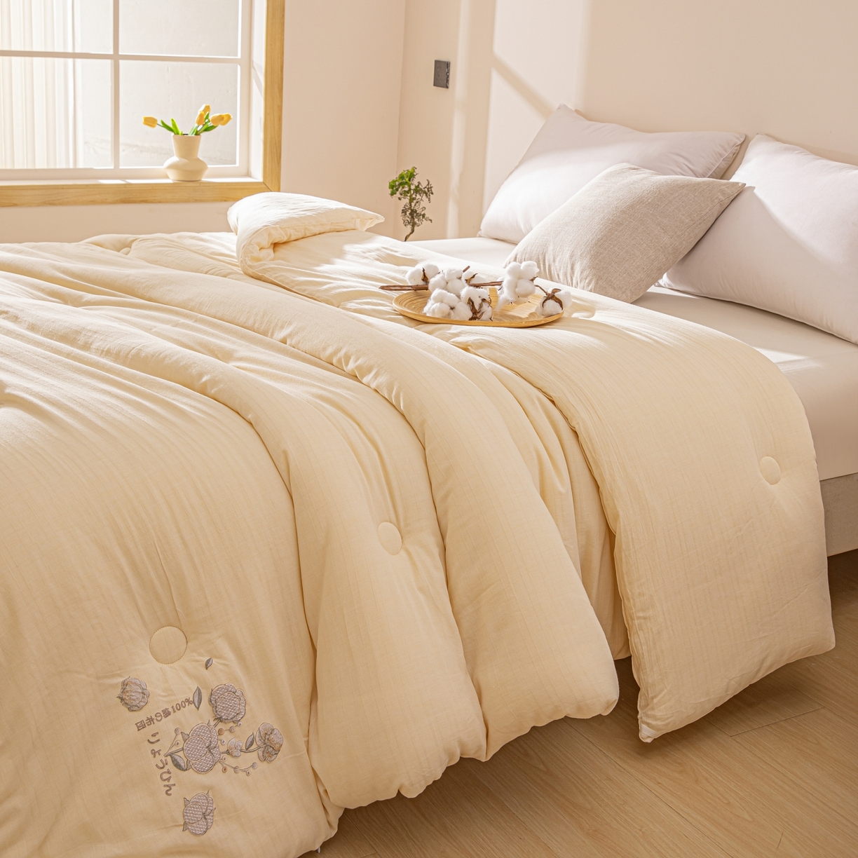 91家纺网 家纺一手货源 找家纺 欧夏家纺 2025新款全棉纱布棉花被冬被春秋被被子被芯 琥珀色