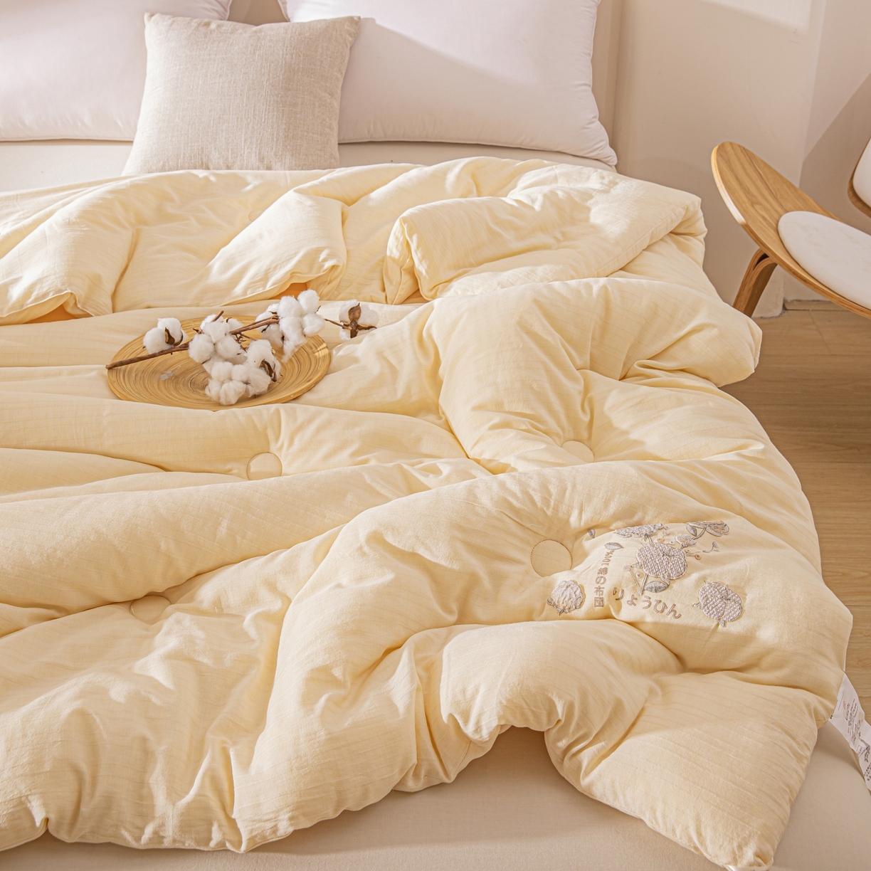 91家纺网 家纺一手货源 找家纺 欧夏家纺 2025新款全棉纱布棉花被冬被春秋被被子被芯 琥珀色