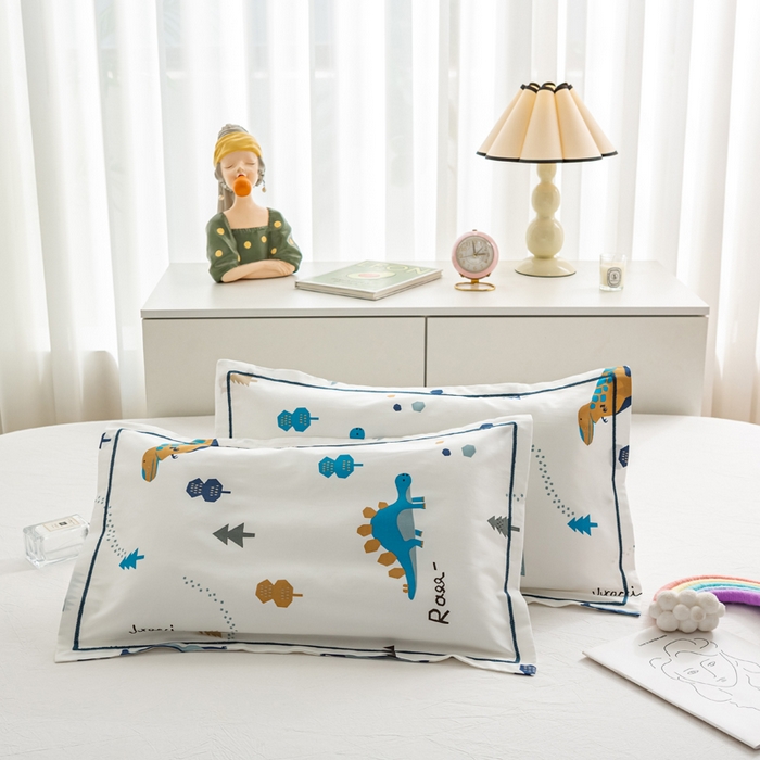 91家纺网 家纺一手货源 找家纺 萌番宝 2025春夏新款60支长绒棉全棉儿童卡通枕套工艺学生A类枕套单枕套剑龙