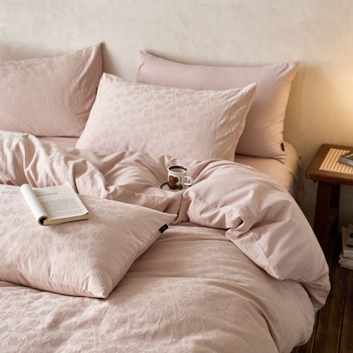 91家纺网 家纺一手货源 找家纺 （总）眷恋家纺 2025年全棉纯棉染色提花四件套-郁见春色