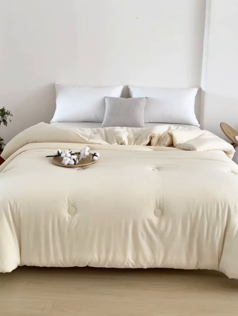 91家纺网 家纺一手货源 找家纺 欧夏家纺 2025新款全棉纱布棉花被冬被春秋被被子被芯 琥珀色