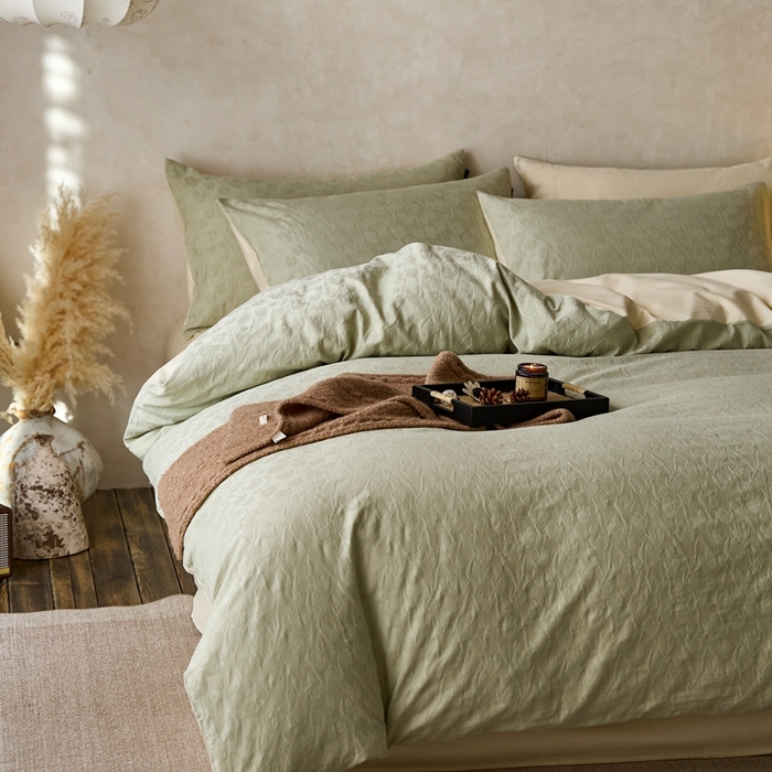 91家纺网 家纺一手货源 找家纺 眷恋家纺 2025年全棉纯棉染色提花四件套-郁见春色 郁见春色-竹青